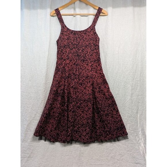 Pura Vida women's size 8 tank midi dress black and red full skirt tulle D3 - Picture 7 of 16